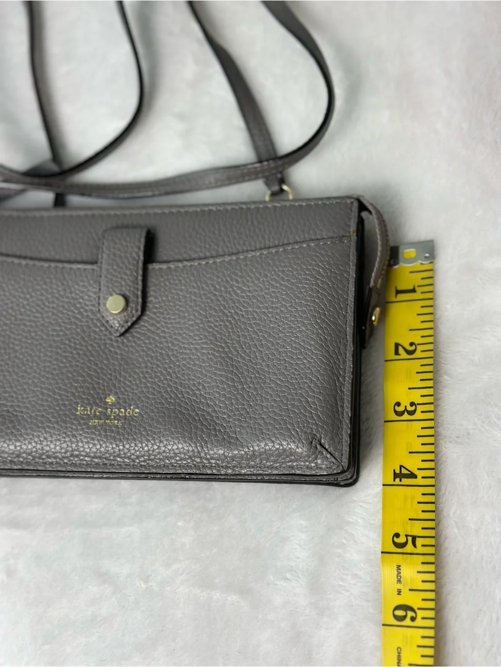 kate spade Jackson Gray Pebbled Leather Crossbody Wallet Bag